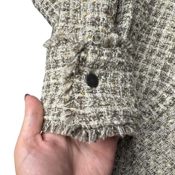 Forever 21 Metallic Bouclé Frayed Shirt Y2K Button-Up – Size M - Picture 7 of 13